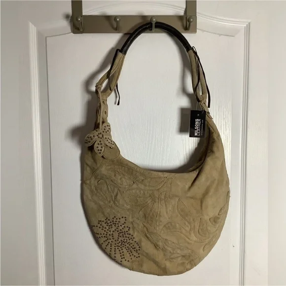 Wilsons Leather Bags Nwt Y2k Vintage Studded Wilsons Leather Suede Hobo Bag Poshmark